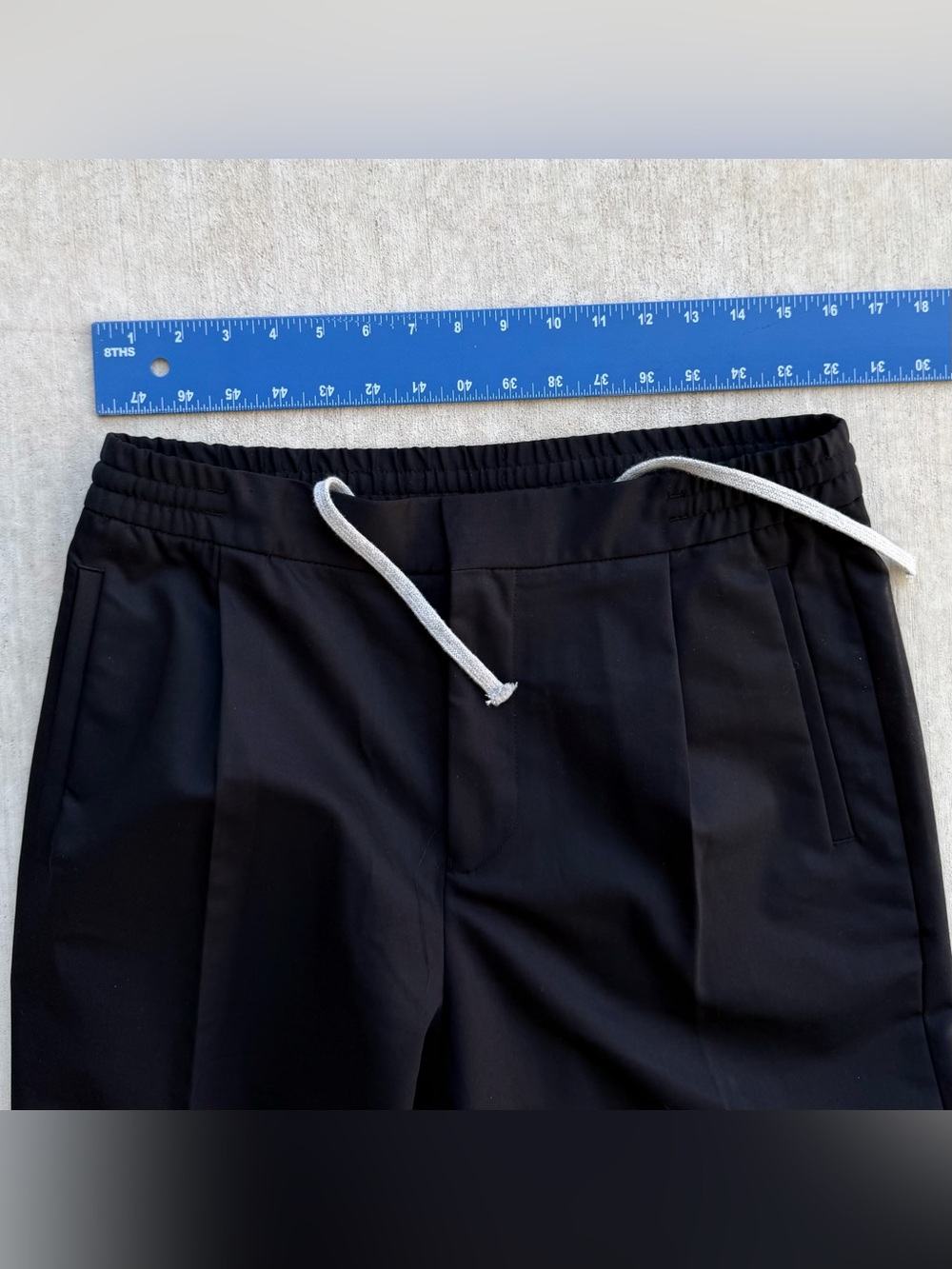 Reiss Pleated Trousers Men Size 32 Black Drawstring Elastic Waist - Picture 5 of 6